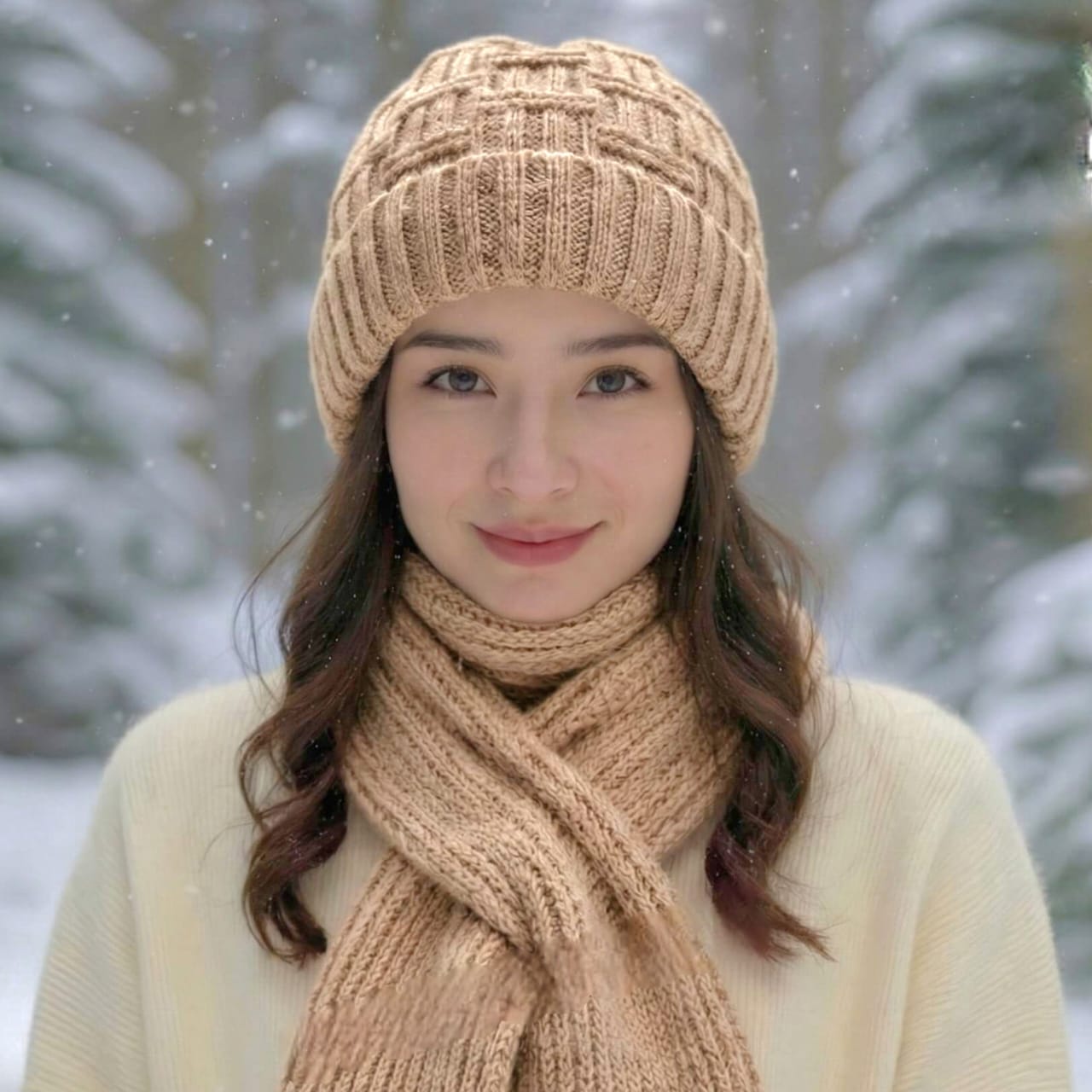 Windproof Cap with Scarf (Brown)